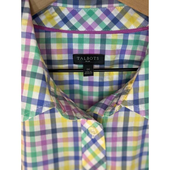 Talbots Plus Multicolor Gingham Button-Down Shirt – Size 1X-100% Cotton - Picture 11 of 11